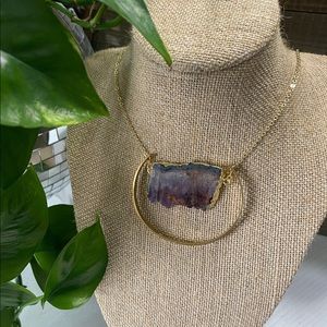 Amethyst Crystal Slice Statement Necklace • OOAK Raw Stone Specimen